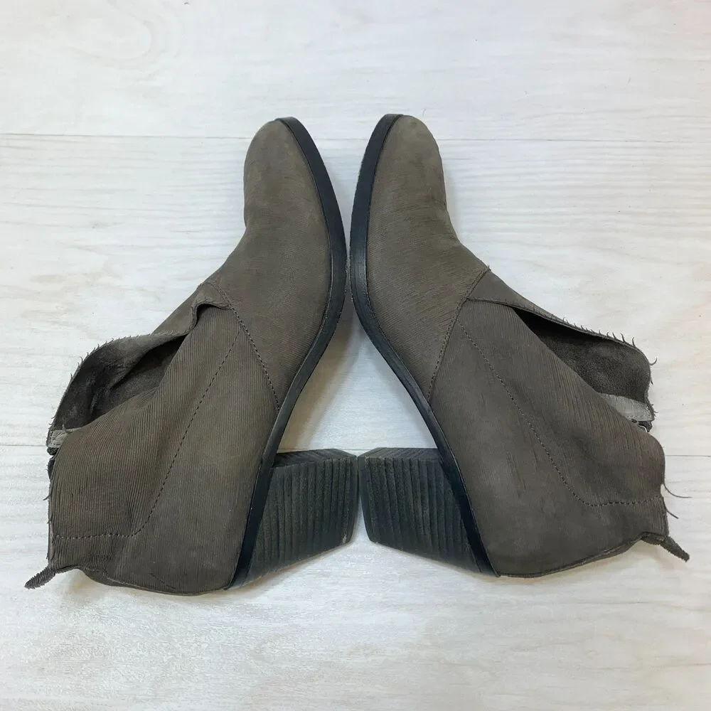 Eileen Fisher Murphy Ankle Boots Women's Size 10 Brown Suede Side Zip Block Heel - Picture 2 of 11